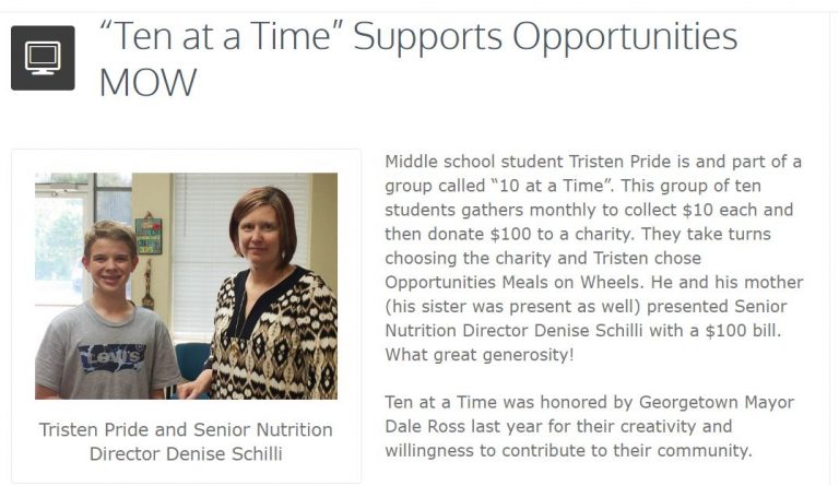 Ten At A Time Supports Opportunities MOW